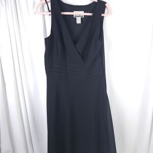 VTG Sheri Martin New York Black Sheer Dress Women 14 Pleated Waist USA